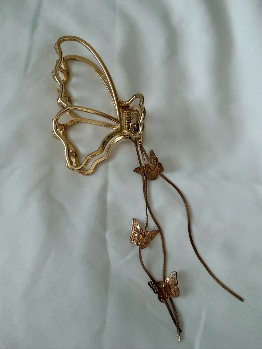 Gold Butterfly Hair Clip with Dangling Charms